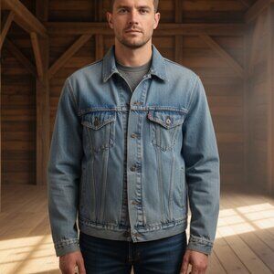 Vintage Levi's 70507 Men's Standard Denim Trucker Jacket Light Wash Blue XXL